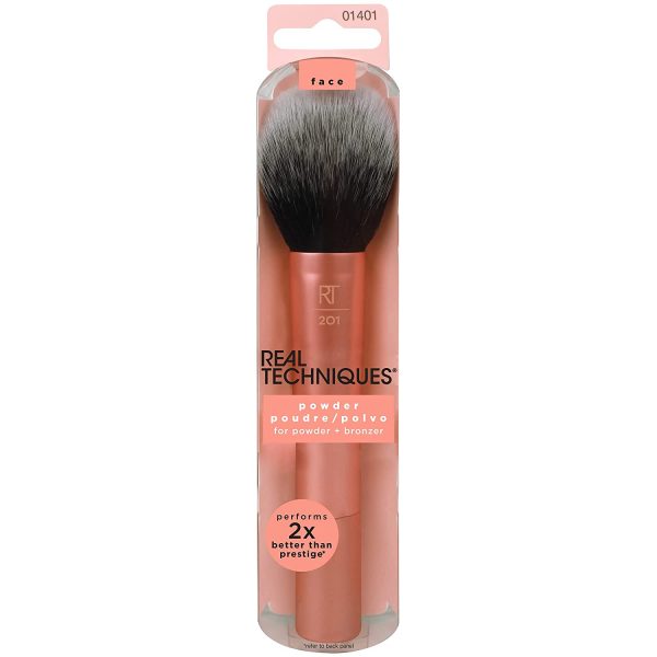 Real Techniques Ultra Plush Powder Makeup Brush, For Loose or Pressed Setting Powder and Mineral Foundation, Sheer Coverage, Orange,1 Count