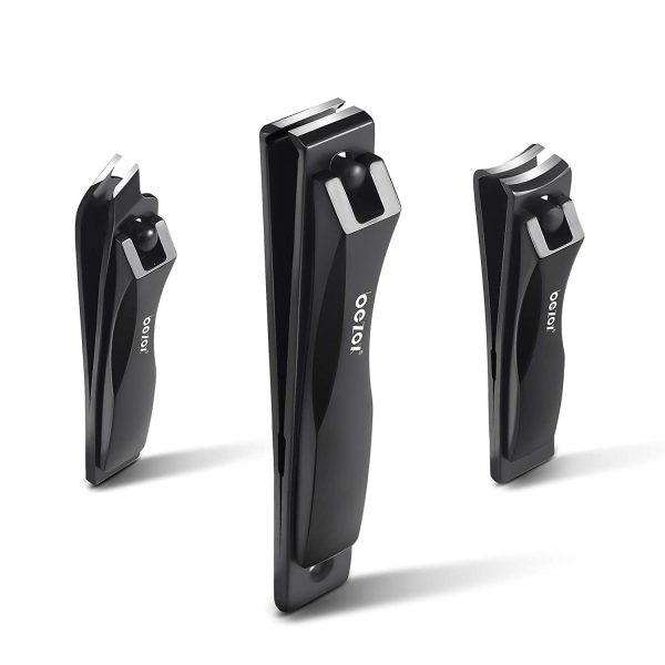 BEZOX Nail Clippers (Set of 3), Precise Fingernail Clippers and Toenail Clippers - Straight Blade/Curved Blade/Slant Blade - Stainless Steel Nail Cutter for Men and Women - W/Tin Storage Box