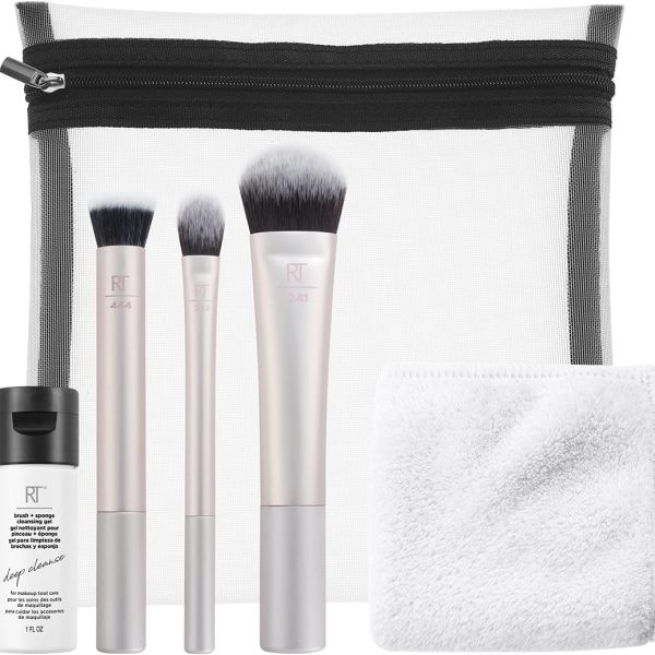 Real Techniques Limited Edition Skin Love Complexion Makeup Brush and Skincare Valentine's Day Gift Set, Pink, 6 Count, Perfect For Wife, Spouse, Significant Other, Girlfriend, and Daughter
