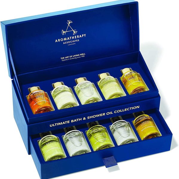 Aromatherapy Associates Ultimate Wellbeing Bath & Shower Oil. Mother’s Day Gift Selection of 10 Premium Bath and Shower Oils (0.3 fl oz Each) in a Decorative Gift Box