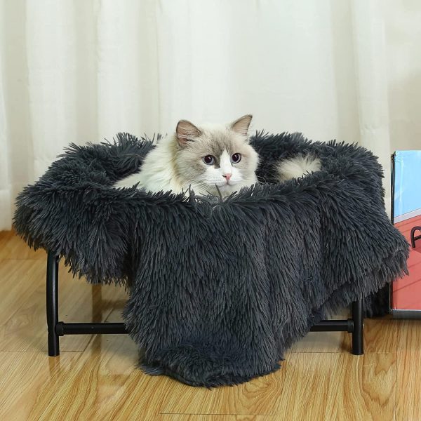 JUNSPOW [Cat Bed Hammock + pet Blanket Set] Cat Bed Blanket Dog Bed Blanket,Soft Pet Bed Blanket,Gray