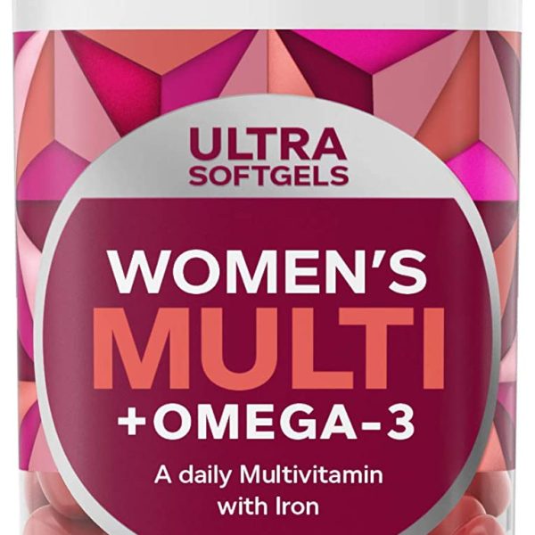 OLLY Ultra Women's Multi Softgels, Overall Health and Immune Support, Omega-3s, Iron, Vitamins A, D, C, E, B12, Daily Multivitamin, 30 Day Supply - 60 Count