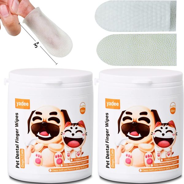 Dog Teeth Cleaning Finger Wipes, 100Pcs Dog Dental Care Wipes for Cat and Dog, Pet Oral Cleansing Presoaked Teeth Wipes, Freshen Breath, Reduce Plaque & Tartar, No Brushing