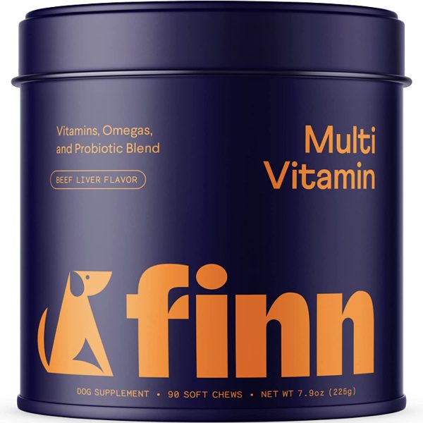 Finn All-in-1 Dog Multivitamin - Everyday Vitamin Supplement for Dogs with Probiotics, Omega-3s, Glucosamine + Chondroitin | Gut & Immune Health, Joint Support, Heart Health | 90 Soft Chew Treats