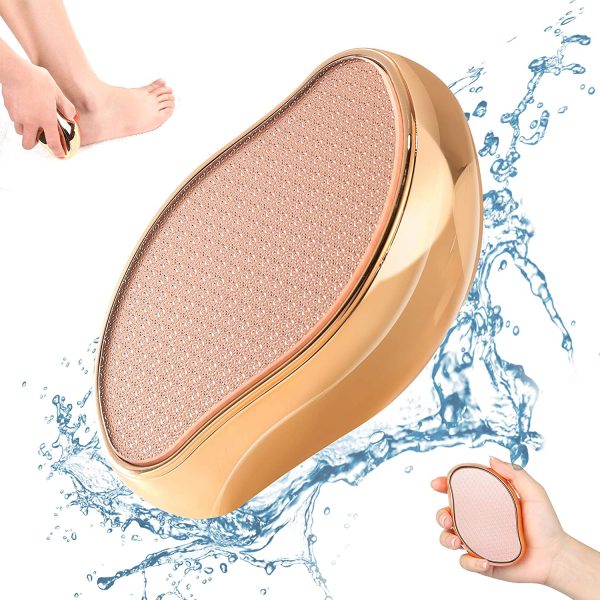 BEZOX Glass Foot File Callus Remover, Innovative Nano Crystal Feet Scrubber for Travel Use, Portable Pedicure Foot Scraper for Cracked Heel - Shinning Golden